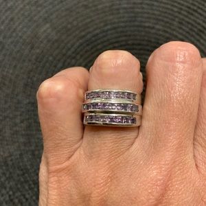 Premier Designs MAJESTY Rhodium Purple Ring Size 7 preowned